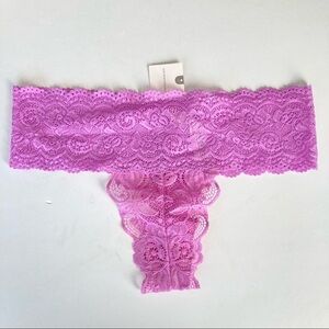 NWT Anthropologie Pink/Violet Lace Thong Underwear Sz S